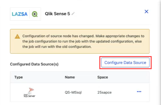 Configure Data Source for Changed Source Node